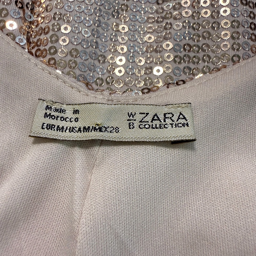 Zara Sequin Mini Dress Womens Size M Rose Gold Sparkly Party Night Out Glam - Picture 4 of 7